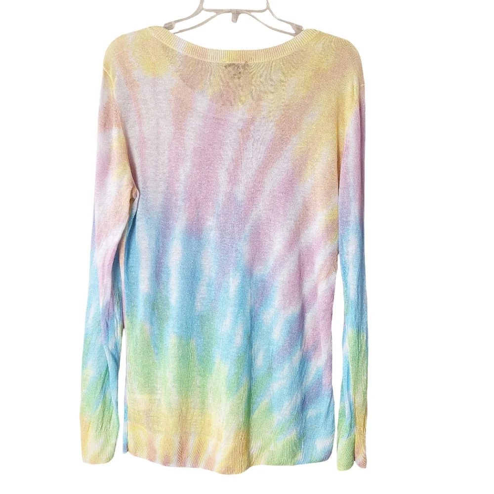 Talbots Sz M Pastel Tie-Dye Lightweight Linen Blend Long Sleeve Pullover Sweater - Picture 3 of 9